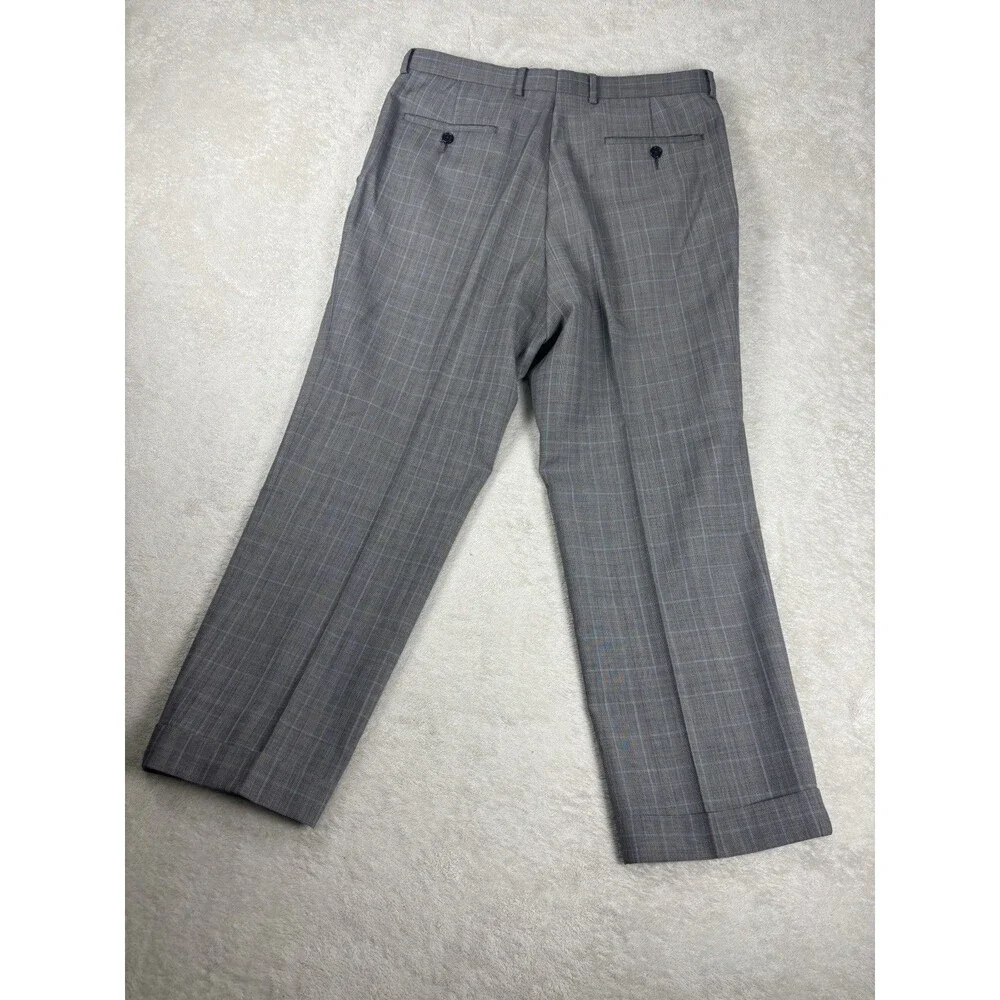 Michael Kors Wool Blend Gray Blue Glen Plaid Two Piece Mens Suit 40S Business
